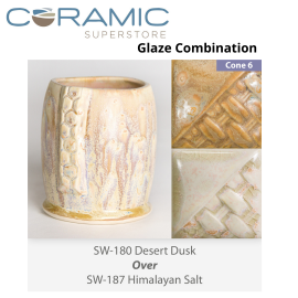 Desert Dusk SW-180 over Himalayan Salt SW-187 Stoneware Glaze Combination Desert Dusk SW-180 over Himalayan Salt SW-187 Stoneware Glaze Combination